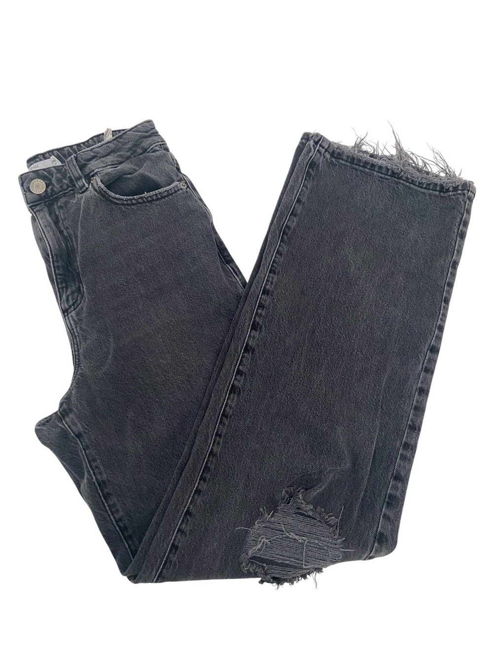 GARAGE WIDE LEG WASHED BLACK DISTRESSED JEANS SIZE 27